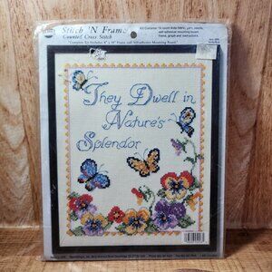 NEW Needle Magic 8x10 Butterflies Counted Cross Stitch 'N Frame Complete Kit